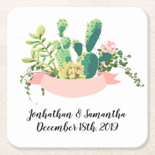 Drink Coasters Bohemisch Cactus succulents Dessert Rechteckiger Pappuntersetzer