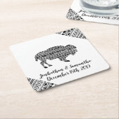 Drink Coasters Boho Buffalo Tribal Muster Böhmie Rechteckiger Pappuntersetzer (angewinkelt)