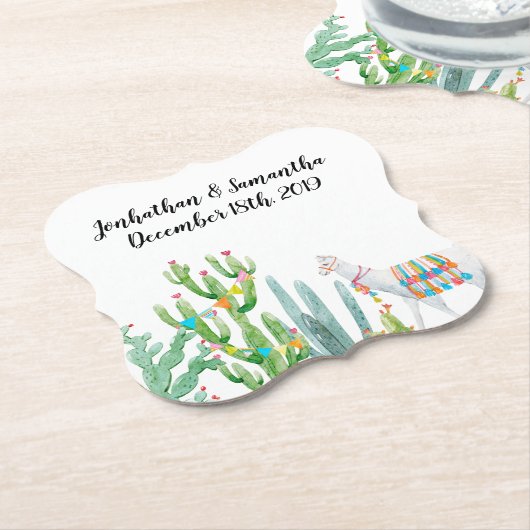 Drink Coasters Boho Llama Bohemisch Cacti Wüste Fl Untersetzer (angewinkelt)