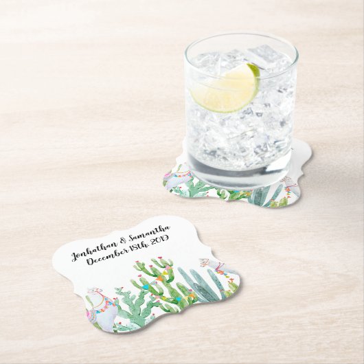 Drink Coasters Boho Llama Bohemisch Cacti Wüste Fl Untersetzer (Vor Ort)