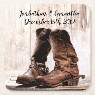 Drink Coasters Boots Country Rustic Western Wear B Rechteckiger Pappuntersetzer