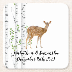 Drink Coasters Deer Buck Woodland Jagd Rechteckiger Pappuntersetzer