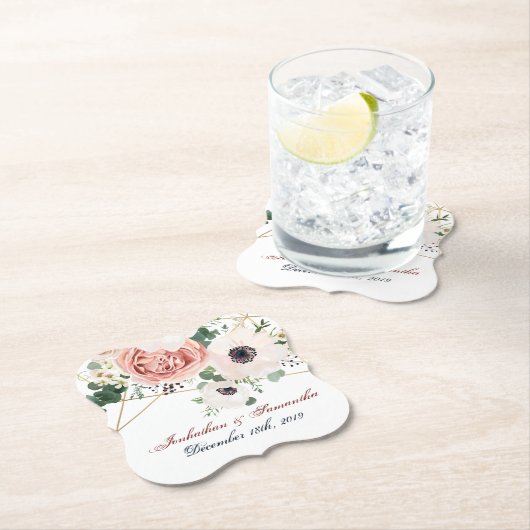 Drink Coasters Geometric Garden Rose Anemone Rusti Untersetzer (Vor Ort)