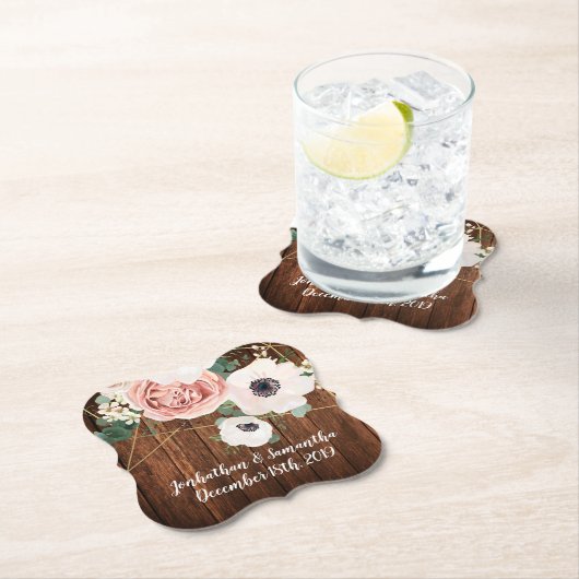 Drink Coasters Geometric Garden Rose Gold Barn Woo Untersetzer (Vor Ort)
