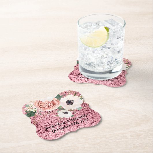 Drink Coasters Geometric Garden Rose Gold Glitzer Untersetzer (Vor Ort)