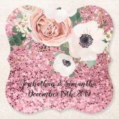 Drink Coasters Geometric Garden Rose Gold Glitzer Untersetzer (Vorderseite)