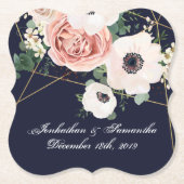 Drink Coasters Geometric Garden Rose Navy Blue Untersetzer (Vorderseite)