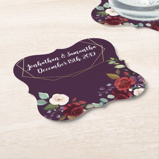 Drink Coasters Geometric Plum Lila Rose Gold Ge Untersetzer (angewinkelt)