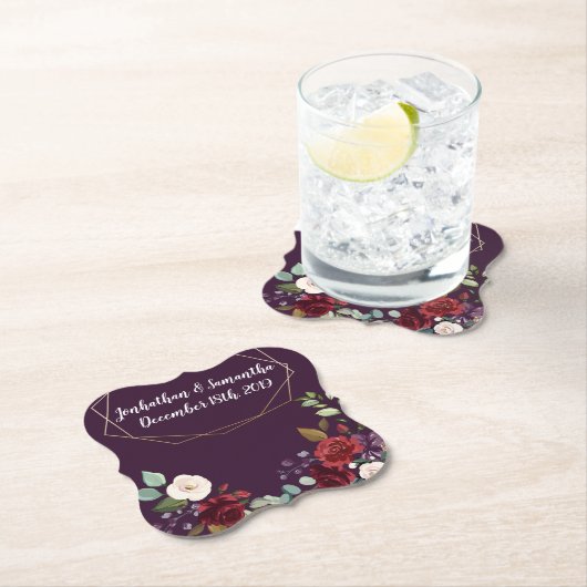 Drink Coasters Geometric Plum Lila Rose Gold Ge Untersetzer (Vor Ort)