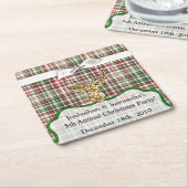 Drink Coasters Gold Glitzer Rentier Kariert Buck E Rechteckiger Pappuntersetzer (angewinkelt)