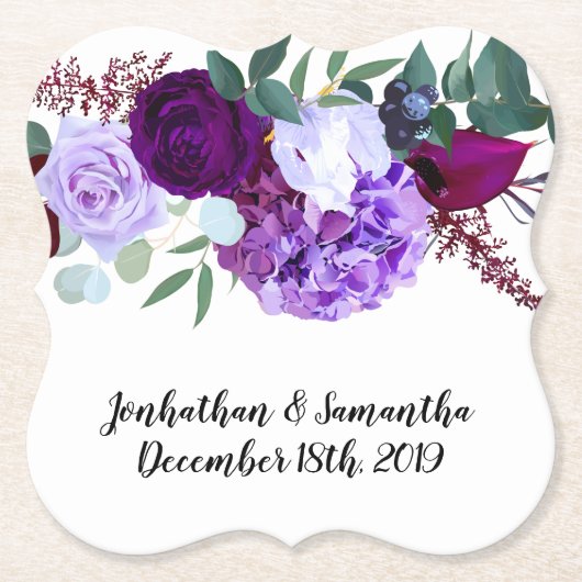 Drink Coasters Lavendel Hibiskus auf Weiß Untersetzer (Vorderseite)