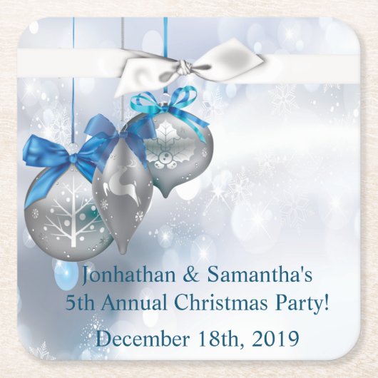 Drink Coasters Ornaments Schneeflocken Schneeflock Rechteckiger Pappuntersetzer (Vorderseite)