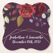 Drink Coasters Plum Lila Rose Gold Geometric Fl Untersetzer (Vorderseite)