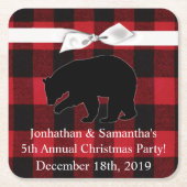 Drink Coasters Red Kariert Black Bar Rechteckiger Pappuntersetzer (Vorderseite)