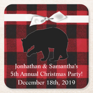 Drink Coasters Red Kariert Black Bar Rechteckiger Pappuntersetzer