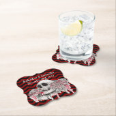 Drink Coasters Schädel Rose Gothic Zickzack Rot Untersetzer (Vor Ort)