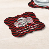 Drink Coasters Schädel Rose Zickzack schwarz Untersetzer (angewinkelt)