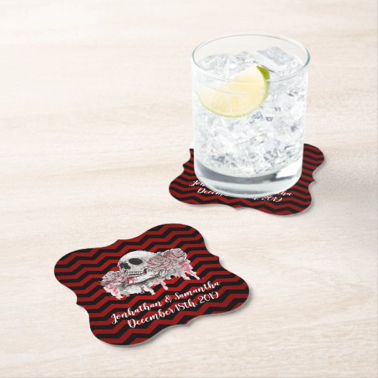 Drink Coasters Schädel Rose Zickzack schwarz Untersetzer (Vor Ort)