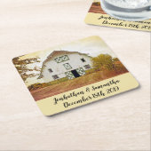 Drink Coasters Sunset Barn Country Rustic Field Ha Rechteckiger Pappuntersetzer (angewinkelt)