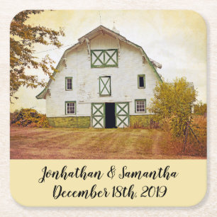 Drink Coasters Sunset Barn Country Rustic Field Ha Rechteckiger Pappuntersetzer