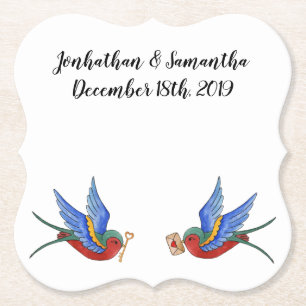 Drink Coasters Traditioneller Bird Tattoo Sparrow Untersetzer