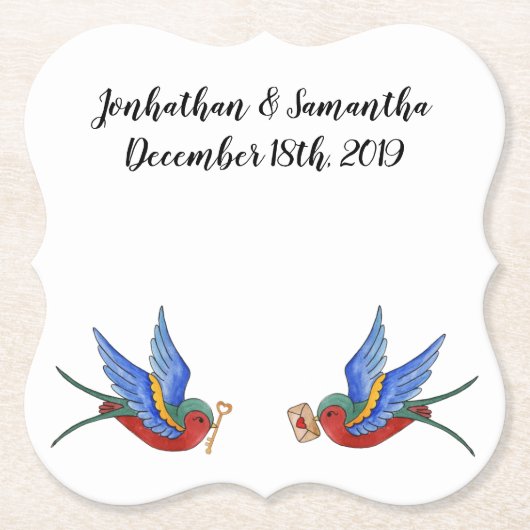 Drink Coasters Traditioneller Bird Tattoo Sparrow Untersetzer (Vorderseite)