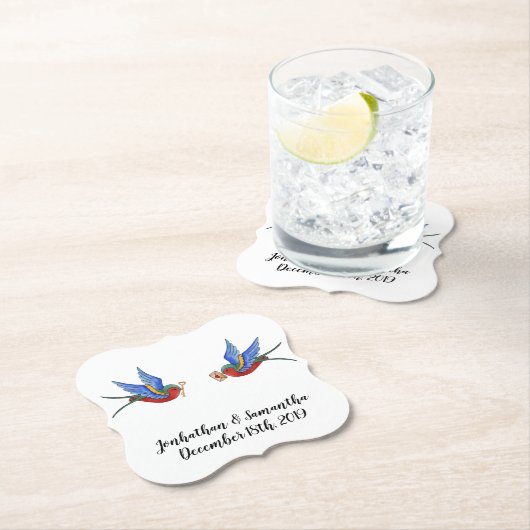 Drink Coasters Traditioneller Bird Tattoo Sparrow Untersetzer (Vor Ort)
