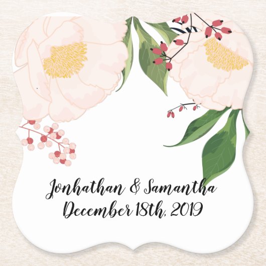 Drink Coasters Weiße Blume auf Weiß Untersetzer (Vorderseite)