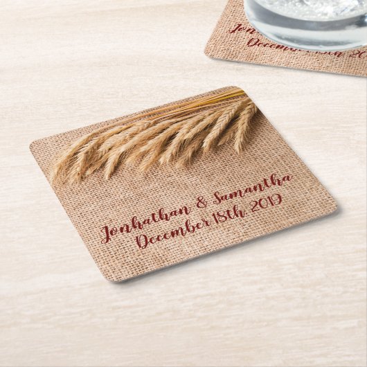Drink Coasters Weizen auf Burlap Sack Land Rustika Rechteckiger Pappuntersetzer (angewinkelt)