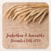 Drink Coasters Weizen auf Burlap Sack Land Rustika Rechteckiger Pappuntersetzer (Vorderseite)