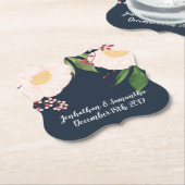 Drink Coasters White Floral Blume auf Dunkelblau Untersetzer (angewinkelt)