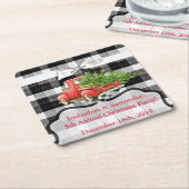 Drink Coasters XMAS Truck Weihnachtsbüffel Kariert Rechteckiger Pappuntersetzer (angewinkelt)