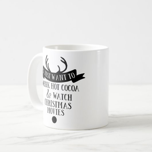 DRINK COCOA WATCH CHRISTMAS FILME Typografie Kaffeetasse (Vorderseite Links)