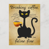 Drink Coffee Feline Fine - Postkarte (Vorderseite)
