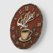Drink Coffee Große Wanduhr (Winkel)