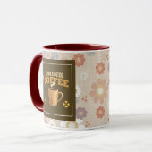 Drink Coffee Mug – Maroon Floral Aesthetic Pattern Tasse (Vorderseite Links)
