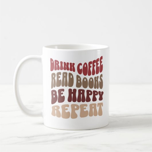 Drink Coffee Read Books Retro Kaffeetasse (Links)