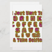 Drink Coffee Rett Lives & Take Selfy Art Print Briefpapier (Vorne/Hinten)