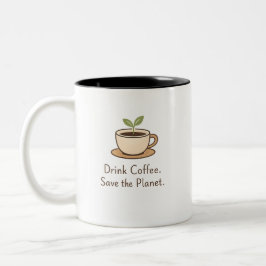 Drink Coffee. Save the Planet. Minimal Eco Coffee Zweifarbige Tasse