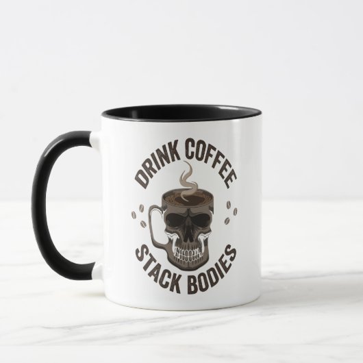 Drink Coffee Stack Bodies Spooky Coffeine Skull Tasse (Links)