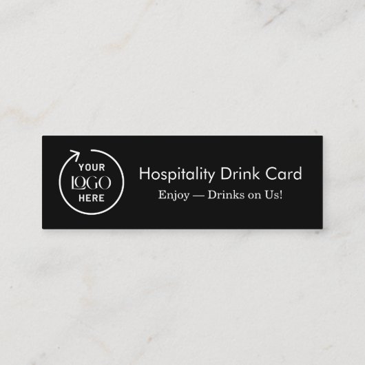 Drink-Gutschein | Minimalistisches Schwarz Mini Visitenkarte (Rückseite)