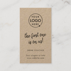 Drink-Gutschein   Rustikale Kraft-Logo-Karte Visitenkarte
