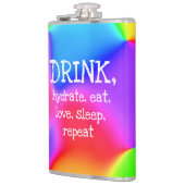 DRINK, Hydrat, Essen, Liebe, Schlaf, Wiederholungs Flachmann (Links)