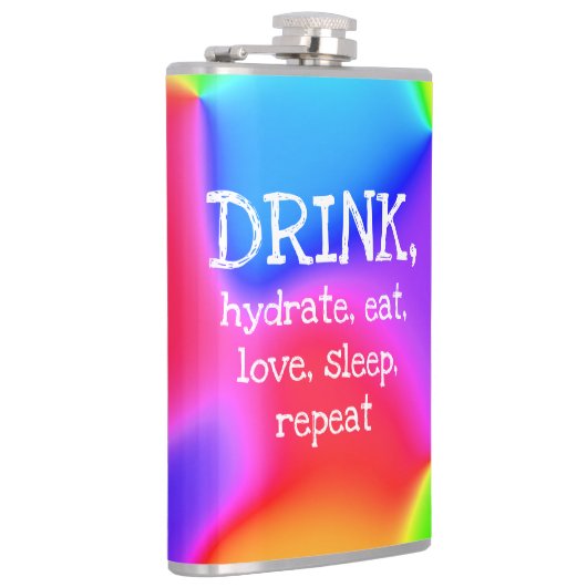 DRINK, Hydrat, Essen, Liebe, Schlaf, Wiederholungs Flachmann (Rechts)