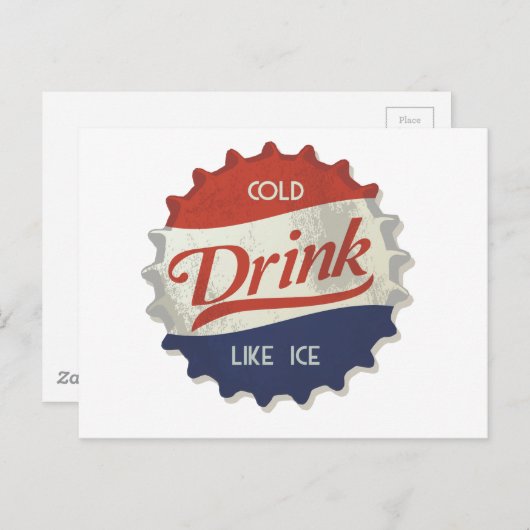 Drink Ice Cold Cola Flasche Cap Postkarte (Vorne/Hinten)