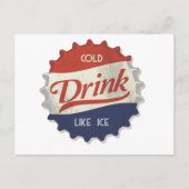 Drink Ice Cold Cola Flasche Cap Postkarte (Vorderseite)