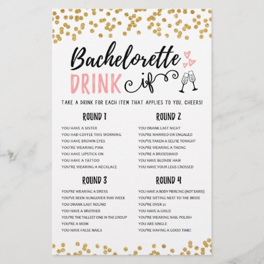 DRINK IF Bachelorette oder Hen Party (Vorderseite)