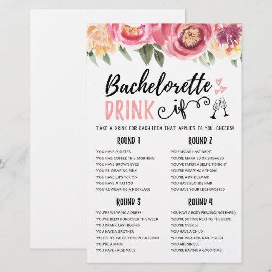 DRINK IF Bachelorette oder Hen Party (Vorne/Hinten)
