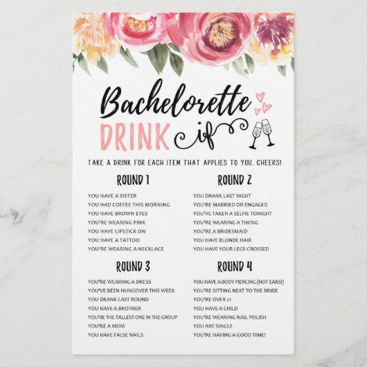 DRINK IF Bachelorette oder Hen Party (Vorderseite)
