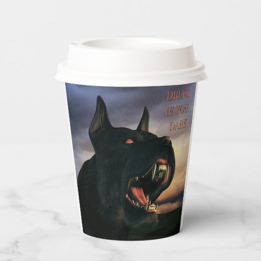 Drink If You Dare. Big, black dog Pappbecher (Rückseite)